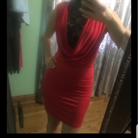 ArdenB red turtle neck  bodycon dress - Picture 2 of 7
